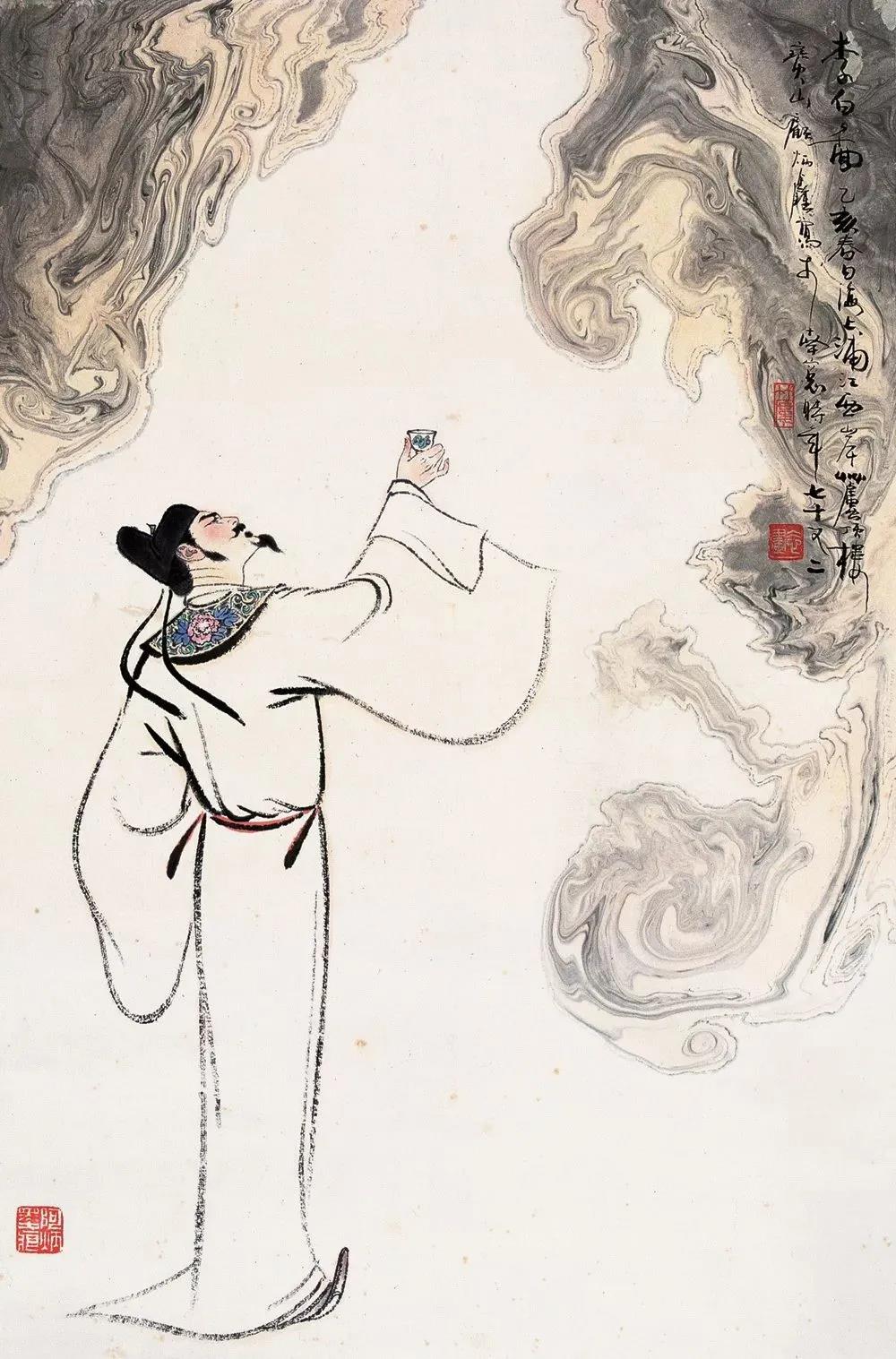 ▲“詩仙”李白勸自己喝酒：“舉杯邀明月，對飲成三人”。（圖片來源：三聯生活周刊）